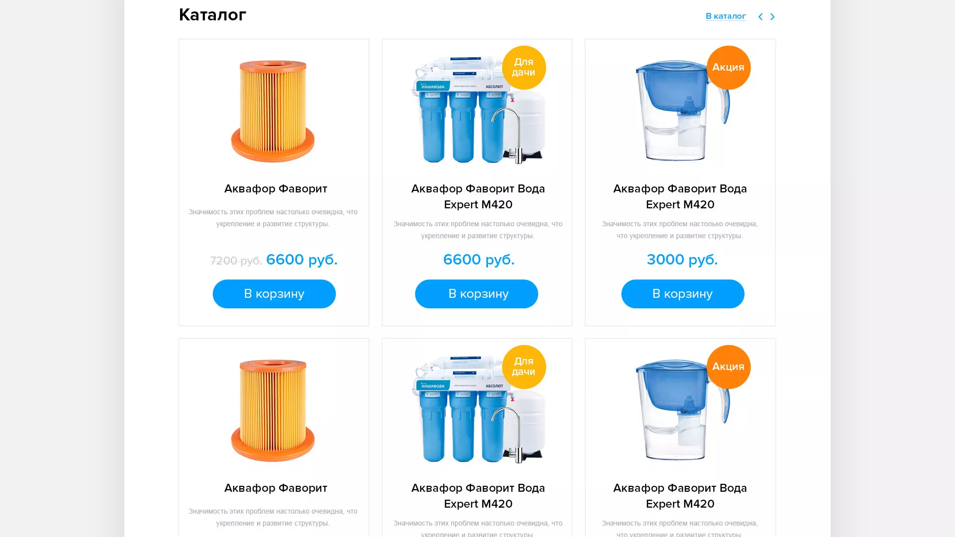 Создание интернет-магазина «Водолей» по продаже фильтров очистных сооружений в Аткарске